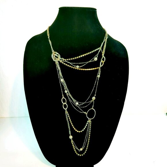 Allen Schwartz Jewelry - ABS by Allen Schwartz Silver Tone Rhinestone Chandelier Long Necklace 28"